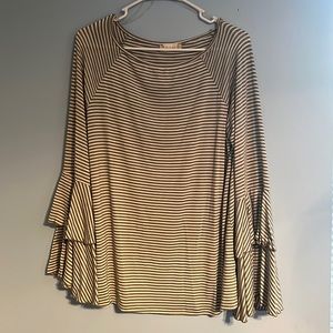 Green and White Striped Top